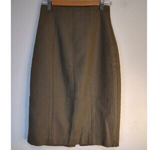 Banana Republic Sage Green Tweed Zip Closure Back Slit  Pencil Skirt Size 0